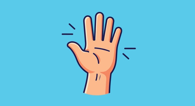 A cartoon hand waving goodbye or hello.