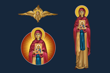 Obraz premium Saint Parascheva of the Balkans. Illustration - fresco set in Byzantine style