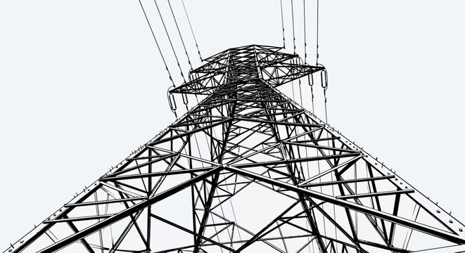 High voltage power transmission tower structure.