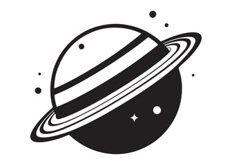 saturn logo silhouette vector, astronomy saturn planet logo silhouette vector illustration, ringed planet space logo vector, cosmic saturn planet logo silhouette design on white background © Adobe design