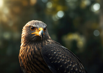 Fototapeta premium Majestic Raptor Portrait Capturing Focus and Freedom in the Golden Glow of the Wilderness