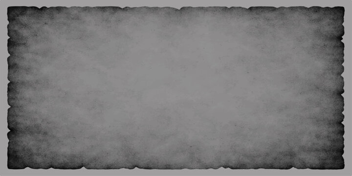 A dark and aged grunge paper texture with a blank vintage frame set against a rough gray concrete wall surface for a dirty stone pattern backdrop