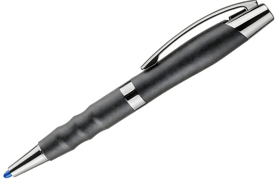 Ballpoint pen with silver accents on white background p n g isolated on a transparent background