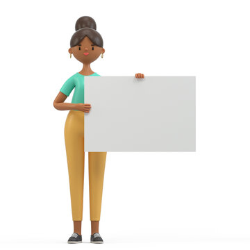 woman holding a blank sign
