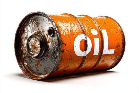 oil barrel drum container isolated on white background. A Metal Oil barrel metal white background container.