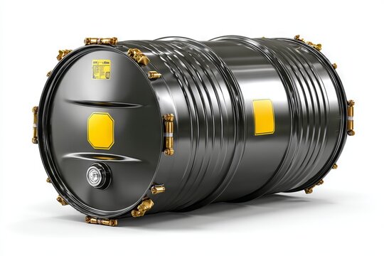 oil barrel drum container isolated on white background. A Metal Oil barrel metal white background container.