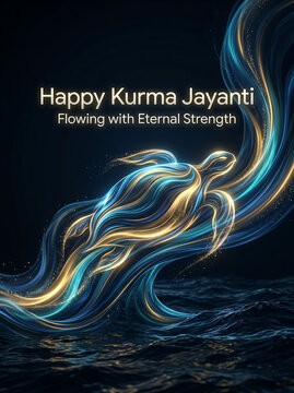 Divine kurma avatar embodiment of eternal strength and cosmic flow spiritual energy swirling through ocean waves majestic turtle deity concept