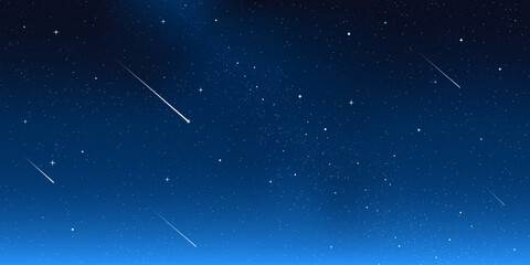 Starry night sparkle sky space background vector illustration. Dark universe astronomic night sky with stars and comets in outer space, Milky Way magic starlight bright wallpaper. © Konstantin