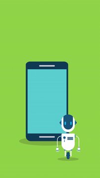AI Chatbot Robot Greeting Hello Message Mobile App Smartphone Assistant Interface