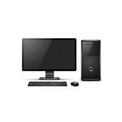 Fototapeta premium Black Desktop PC Widescreen Monitor Vector Illustration