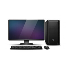 Fototapeta premium Black Desktop PC Widescreen Monitor Vector Illustration