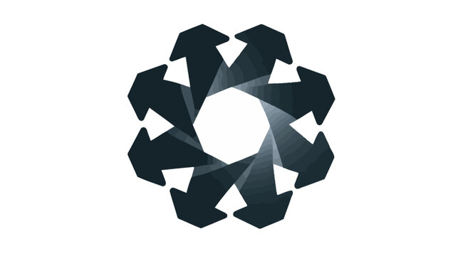 Abstract Geometric Star Symbol with Merging Arrows. Modern Tech Connection, Data Process & Innovation Design Element.