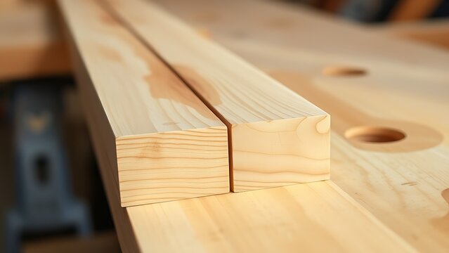 Two wooden boards joined at a precise angle, showcasing the seam and wood grain.