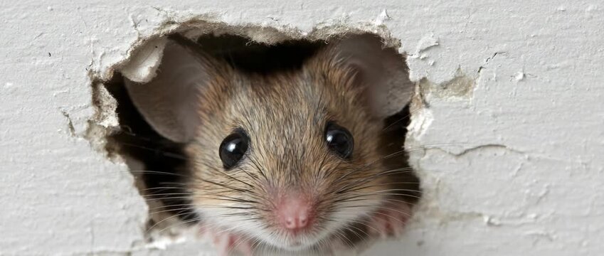 Small mouse peeking out from a soft.