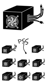 Computer Power Supply Unit PSU with Cables and Multiple Units
