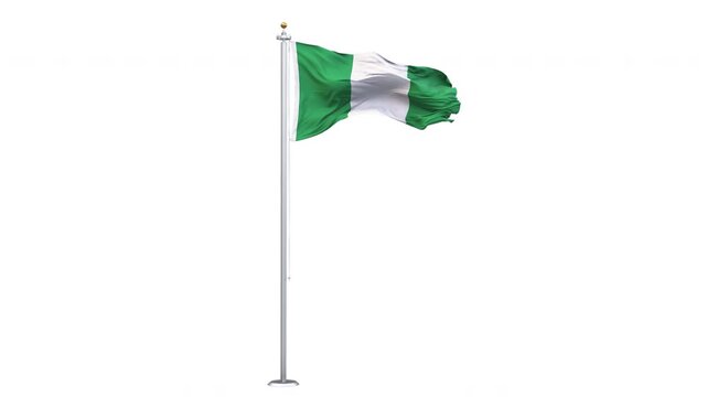 Nigeria flag waving looping with transparent background, with alpha matte layer for transparency in the background.
