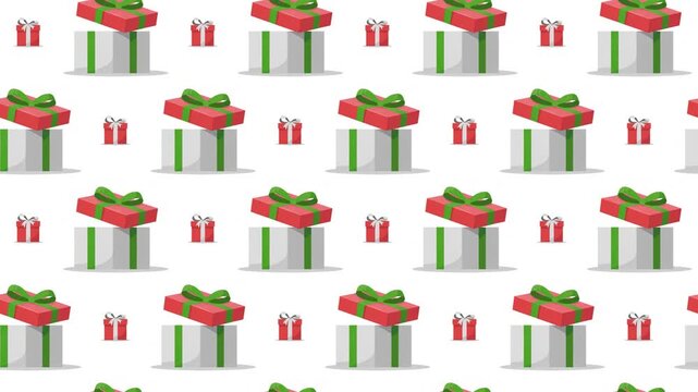Red and Green Gift Boxes Seamless Pattern Background, Christmas present and holiday gifting concept.