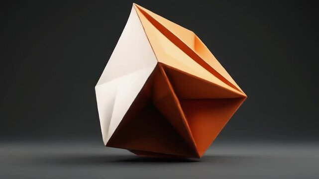 Abstract Geometric Polyhedron with Minimal Lighting on Dark Background