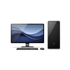 Fototapeta premium Black Desktop PC Widescreen Monitor Vector Illustration