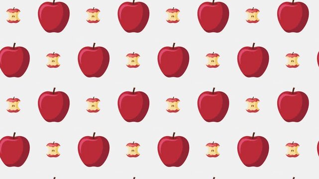 Red Apple and Apple Core Seamless Pattern Background, healthy eating and fruit waste concept.