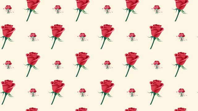 Bouquet of Red Roses Seamless Pattern Background, floral gift and Valentine's Day concept.