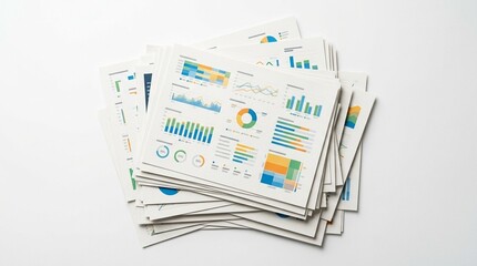 Fototapeta premium Dashboard Printout Printed Analytics Dashboard Charts On Paper No Readable Data