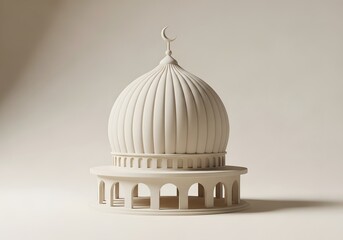 Fototapeta premium Mosque dome architectural model with crescent moon on top.
