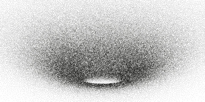Abstract Funnel with Optical Illusion Depth. Vector monochrome tunnel made of black dots and grainy stipple effect. Big data visualization, traffic flow, tech background, futuristic concept.