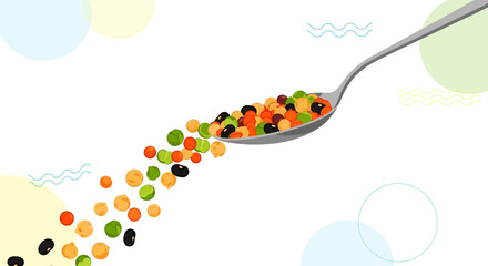 Colorful candy or bean trail from spoon. © Ahmad