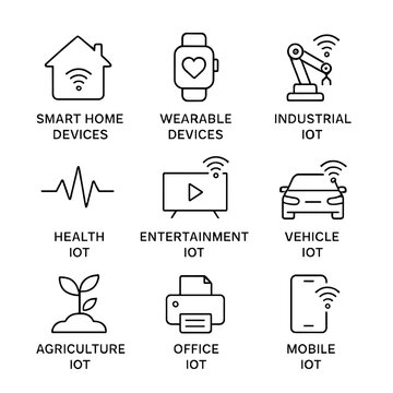 Internet of things icons for smart home, wearable, and industrial applications