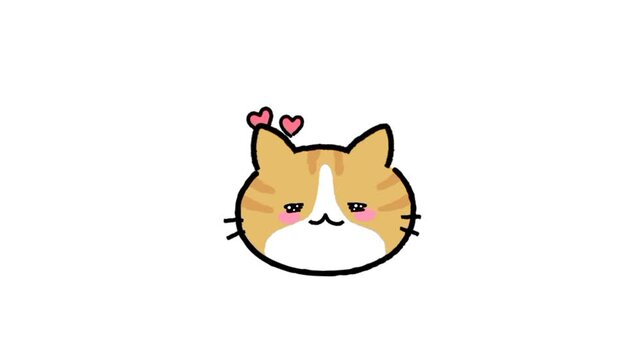 Animated cute cat love icon emoji animation 