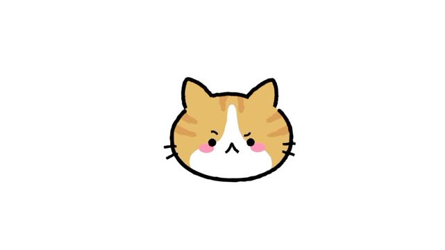Yellow cat with a angry face emoji 3d icon animation 