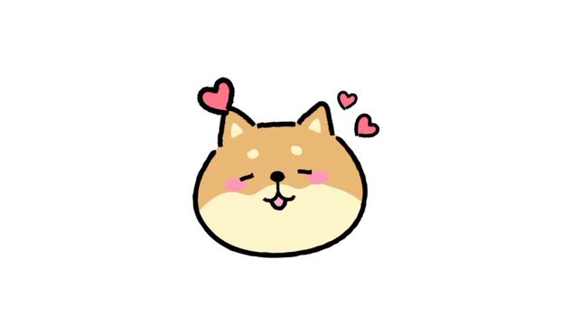 Dog love icon. Dog with hearts emoji animation 