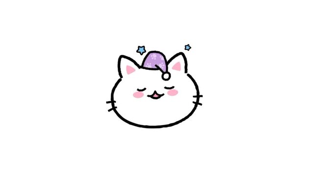 Cat with winter hat, cat emoji animation 