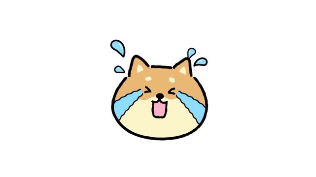 Crying Dog face 3d icon animation 