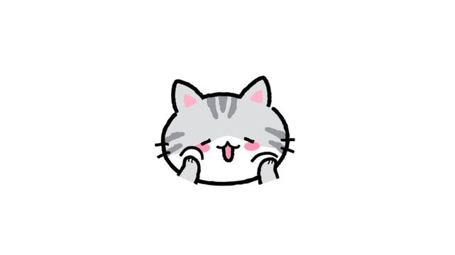 Cute cat laughing and smiling 3d icon animation 