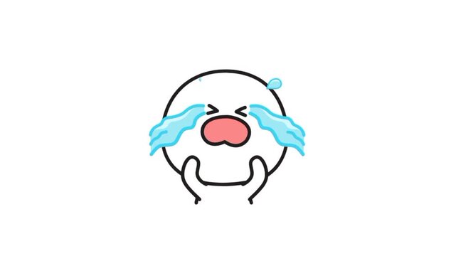 Cartoon crying emoji face reaction animation