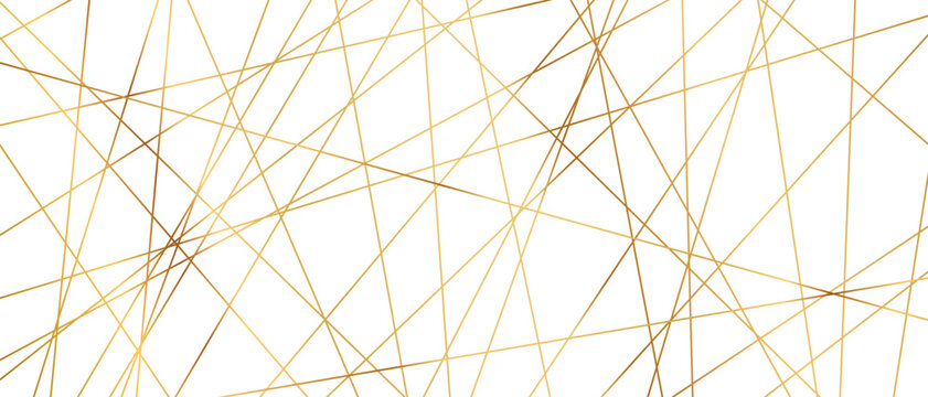 Modern abstract pattern with straight golden lines creating seamless geometric background texture vector illustration. Clean linear design with chaotic outline elements for contemporary projects.