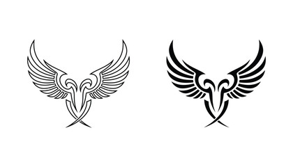 Fototapeta premium Elegant tribal wings vector illustration depicting a powerful symbol of freedom and strength in black and white