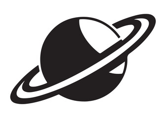 saturn logo silhouette vector, astronomy saturn planet logo silhouette vector illustration, ringed planet space logo vector, cosmic saturn planet logo silhouette design on white background © Adobe design