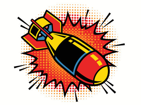 A clean flat vector illustration of a set of military rockets and missiles in different shapes and sizes