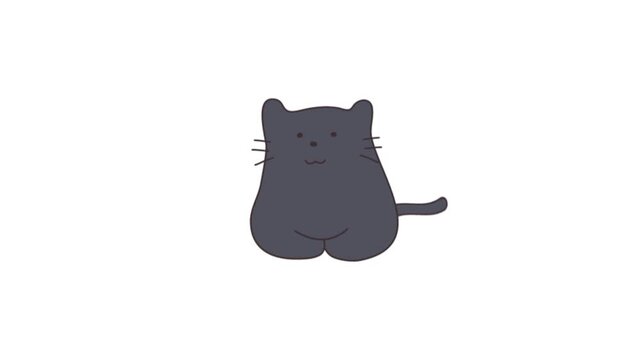 Black cat and mouse on white background 3d animation