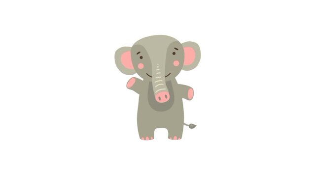 Elephant cartoon hand wave. Hand emoji hi hello 3d animation