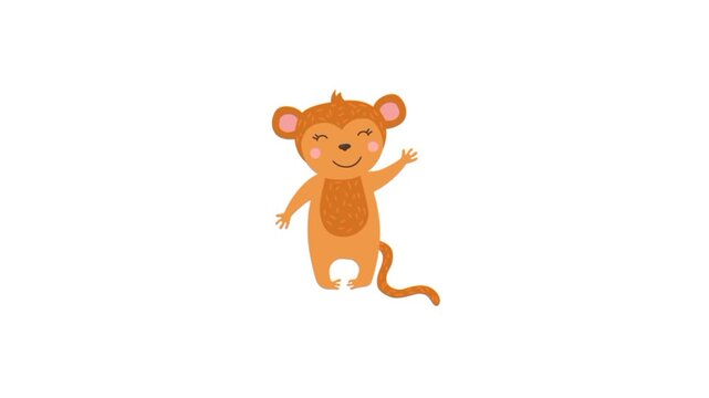 Monkey cartoon hand wave. Hand emoji hi hello 3d animation
