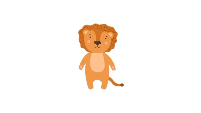 Lion cartoon hand wave. Hand emoji hi hello 3d animation