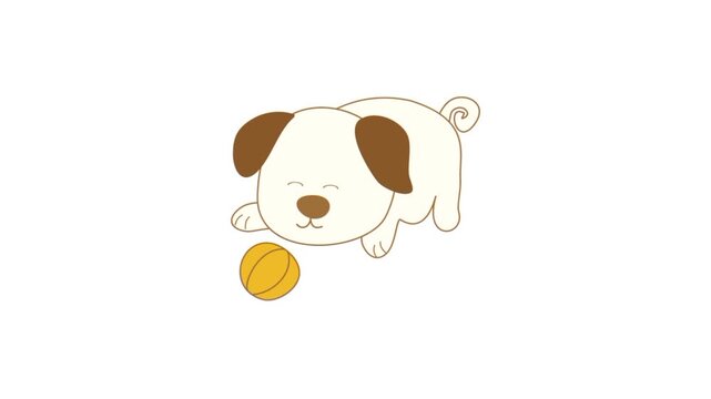 dog with ball playing 3d animation
