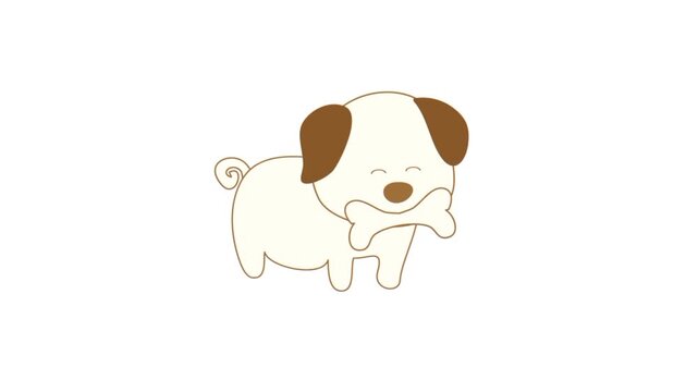 vector illustration of a dog eating bone 3d animation 