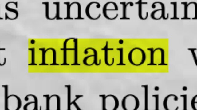 Inflation Highlighted in Newspaper Text Rising Prices Economic News Concept Zoom