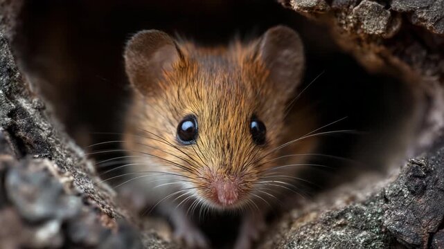 Small mouse peeking out from a soft.
