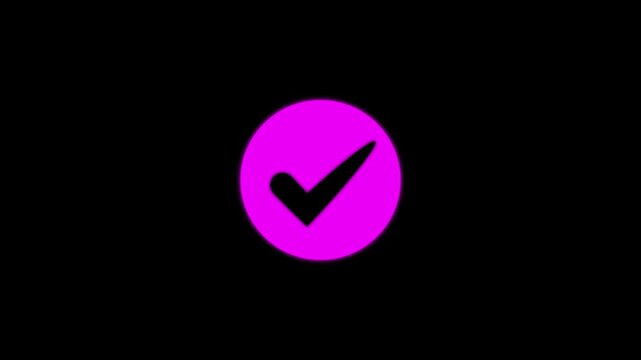 vibrant tick mark symbol in circular button checkmark on white circle success bright, colorful, choice on black background.